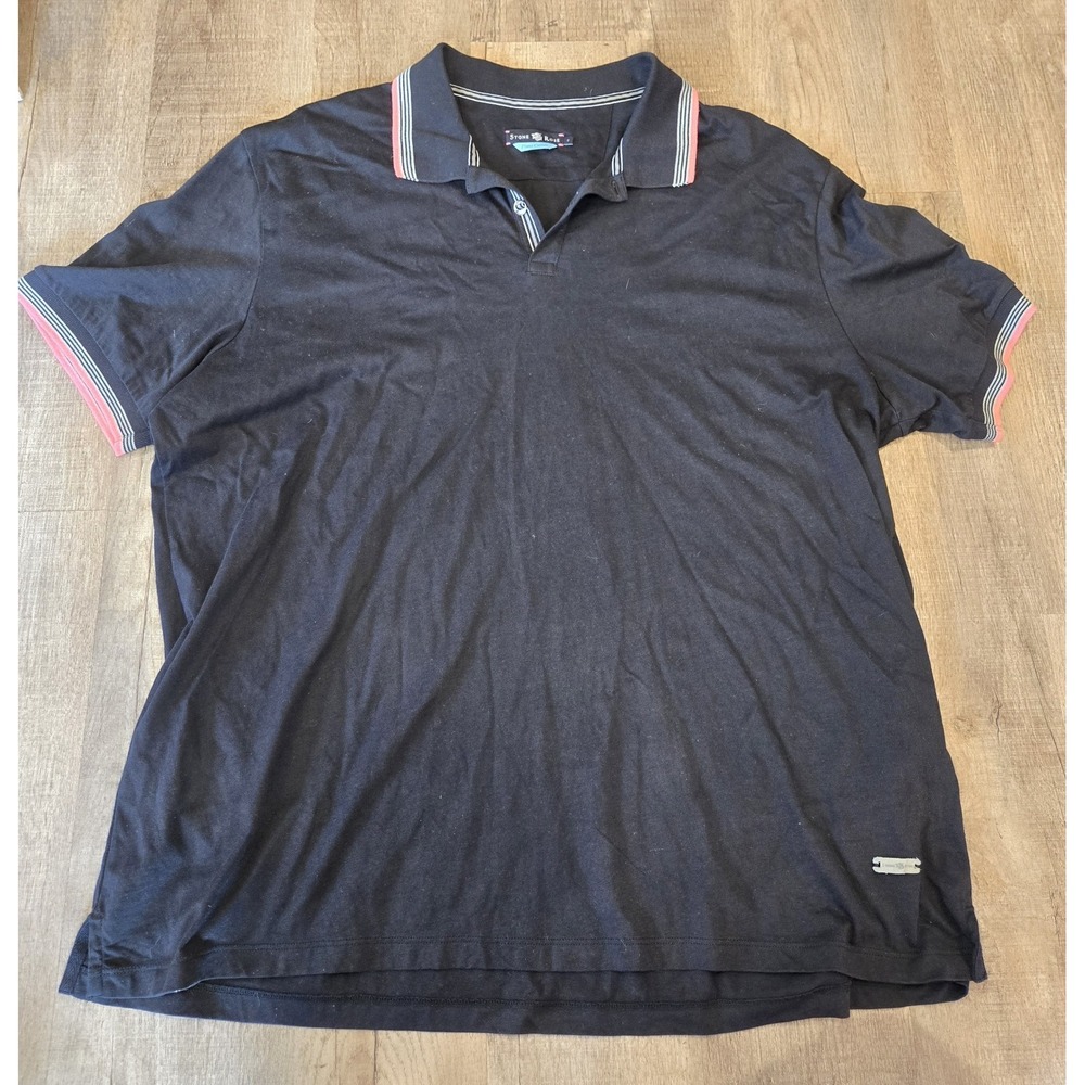 STONE ROSE Mens Collar Black S/S Polo Shirt  XL‎ 7 Pima Cotton EUC
